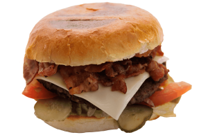 80. Bacon cheese okse burger